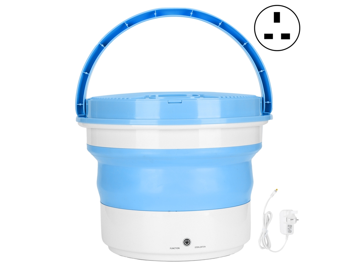 Máquina de Lavar Portátil Mini de 7l Azul com Ficha do Reino Unido, Ideal para Viagens e Uso Doméstico LAXISCREED