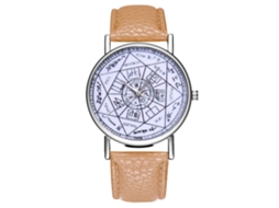 Relógio de quartzo para casais com pulseira de couro e mostrador bege elegante.