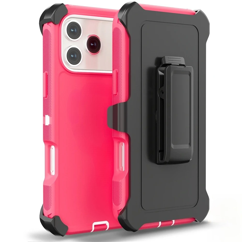 (rosa, Iphone 13) Capa De Celular 3 Em 1 Resistente Com Clipe À Prova De Choque