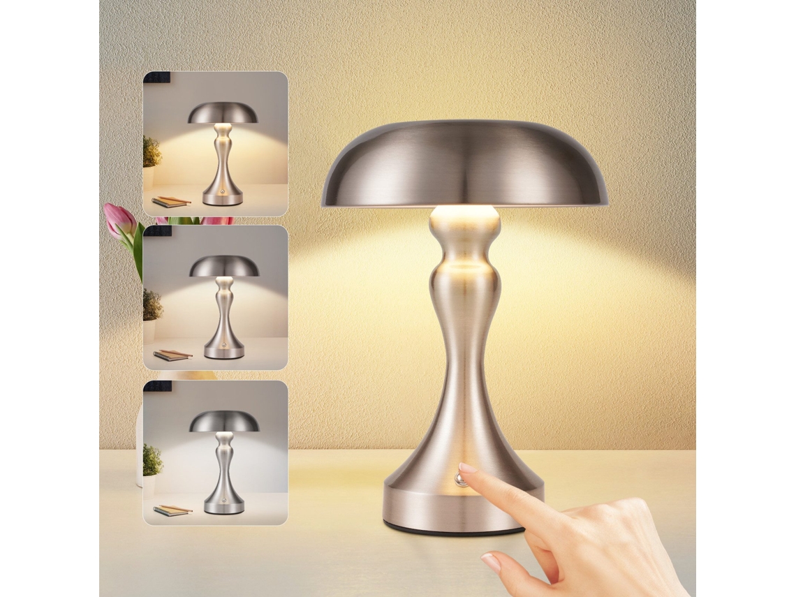 Nettlife Candeeiro De Cabeceira Led Com Controlo De Toque, Sem Fios, Bateria, Vintage, Recarregável Por Usb, 22 Cm, Para Uso Diário