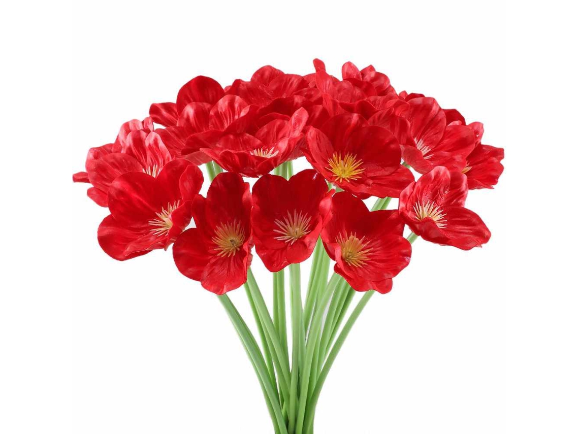 Papoula Artificial, Papoula Realista, 20 Pétalas De Látex De Seda Ecológicas, Hastes Flocadas, Uso Versátil, Perfeitas Para Flores De Seda Faça Você M