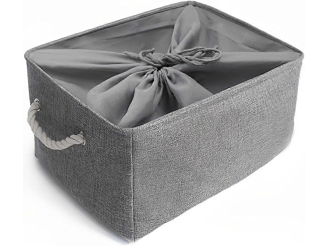 Caixa De Armazenamento Dobrável, Cesta Grande De Tecido Grosso Com Alças Para Brinquedos Olysi Shop (g, Cinza)