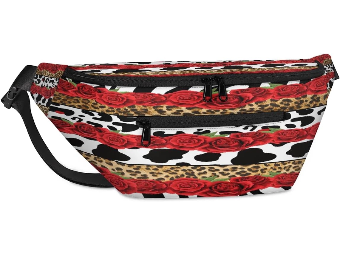 Bolsa transversal unissex Tropicallife com estampa floral rosa, 38 x 25 x 9 x 19 cm, impermeável.