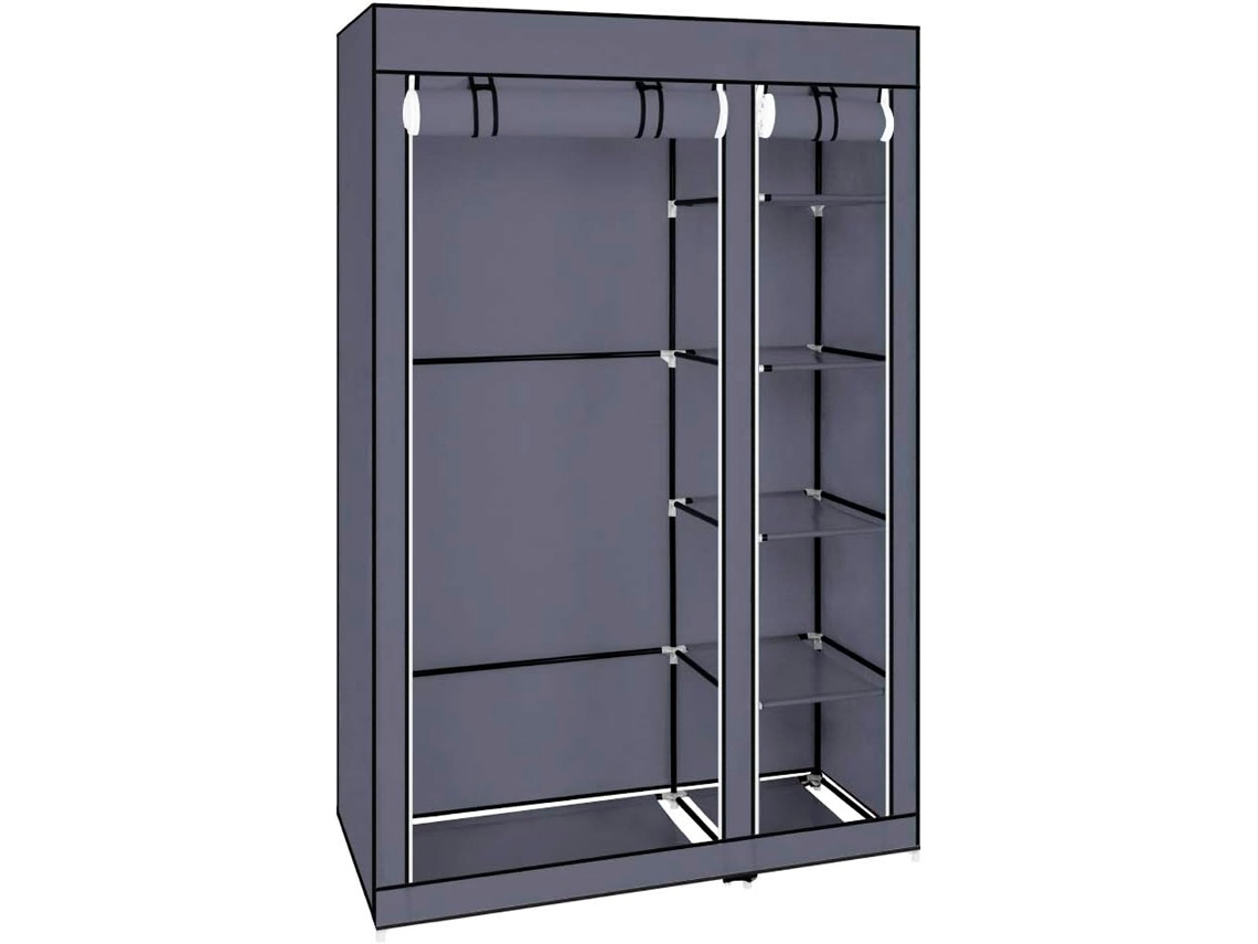 Armário Roupa Portas Home NYANA ABS Tecido Cinzento (170x105x43)