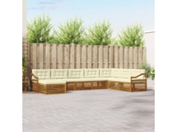 Vidaxl Conjunto De Sofás Para Exterior 8 Unid. Natural E Creme