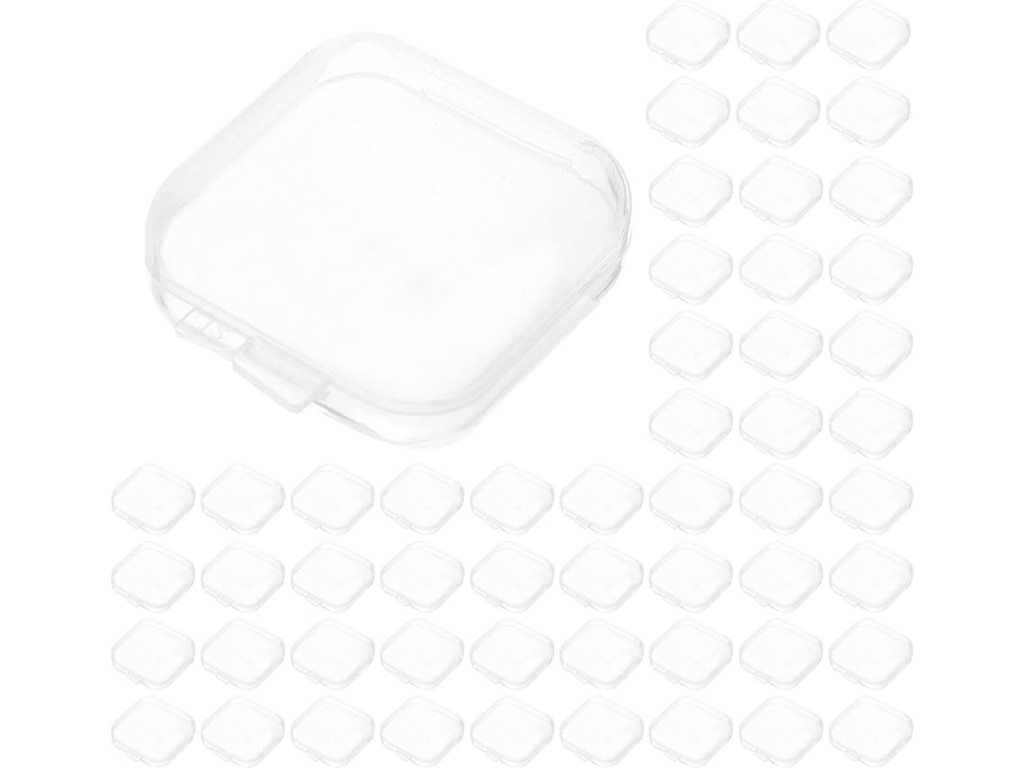 Nuobesty Pacote Com 100 Mini Caixas Organizadoras Transparentes Para Joias E Protetores Auriculares