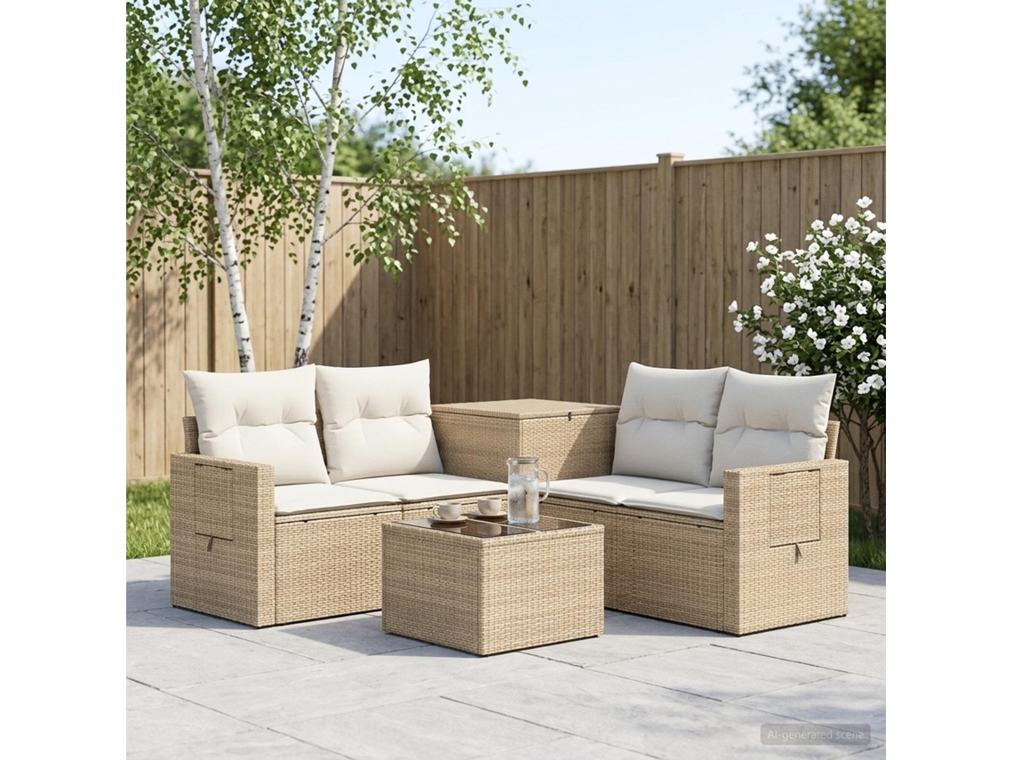 Vidaxl Conjunto De Sofás 6 Unid. Bege E Branco Creme