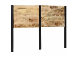 Vidaxl Cabeceira De Cama 140 Cm Madeira De Mangueira Maciça E Ferro