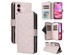 Capa Para Iphone 17 Em Couro Com Zíper Em Formato De Losango E Fivela Com Alça.