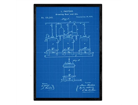 Póster NACNIC Patente com Elaboração de Cerveja. Perda com Design Antigo,
