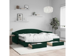 Vidaxl Sofá-cama C/ Gavetão E Gavetas 80x200cm Veludo Verde-escuro