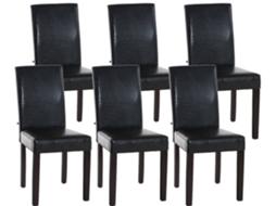 Conjunto de 6 cadeiras de sala de jantar em imitação de pele Ina marrom/marrom escuro CLP