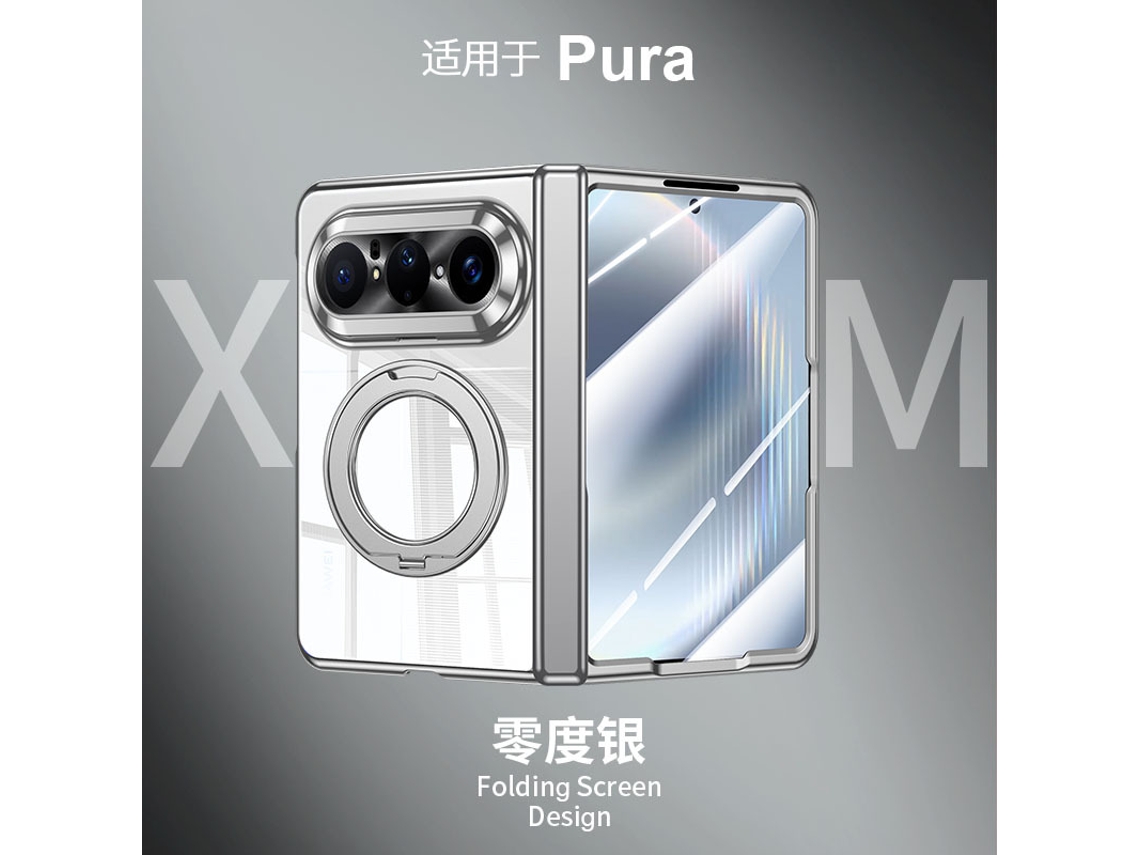 (prata Hd Huawei Puraxmax Classic Edition) Caso De Telefone Suporte Rotativo Caso Chapeado Membrana Integrada