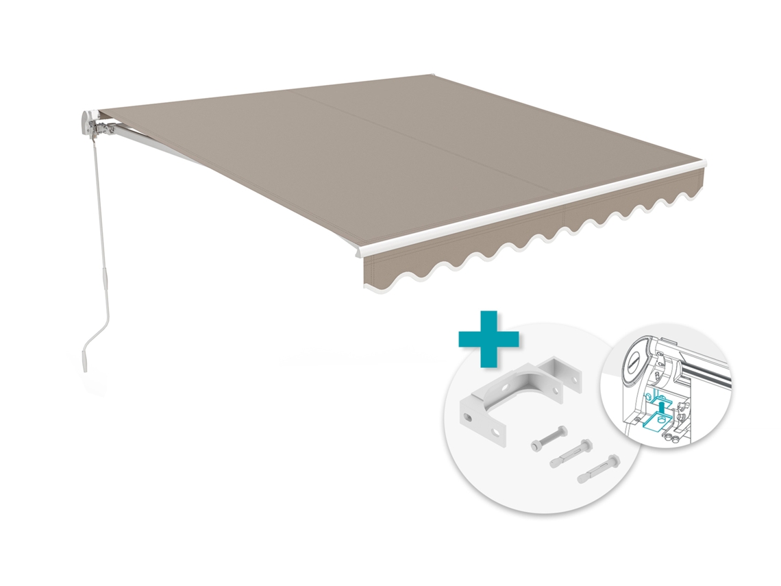 Toldo Monobloco Vecchio 3x2,5m Branco Com Tecido Taupe E Fixação No Teto