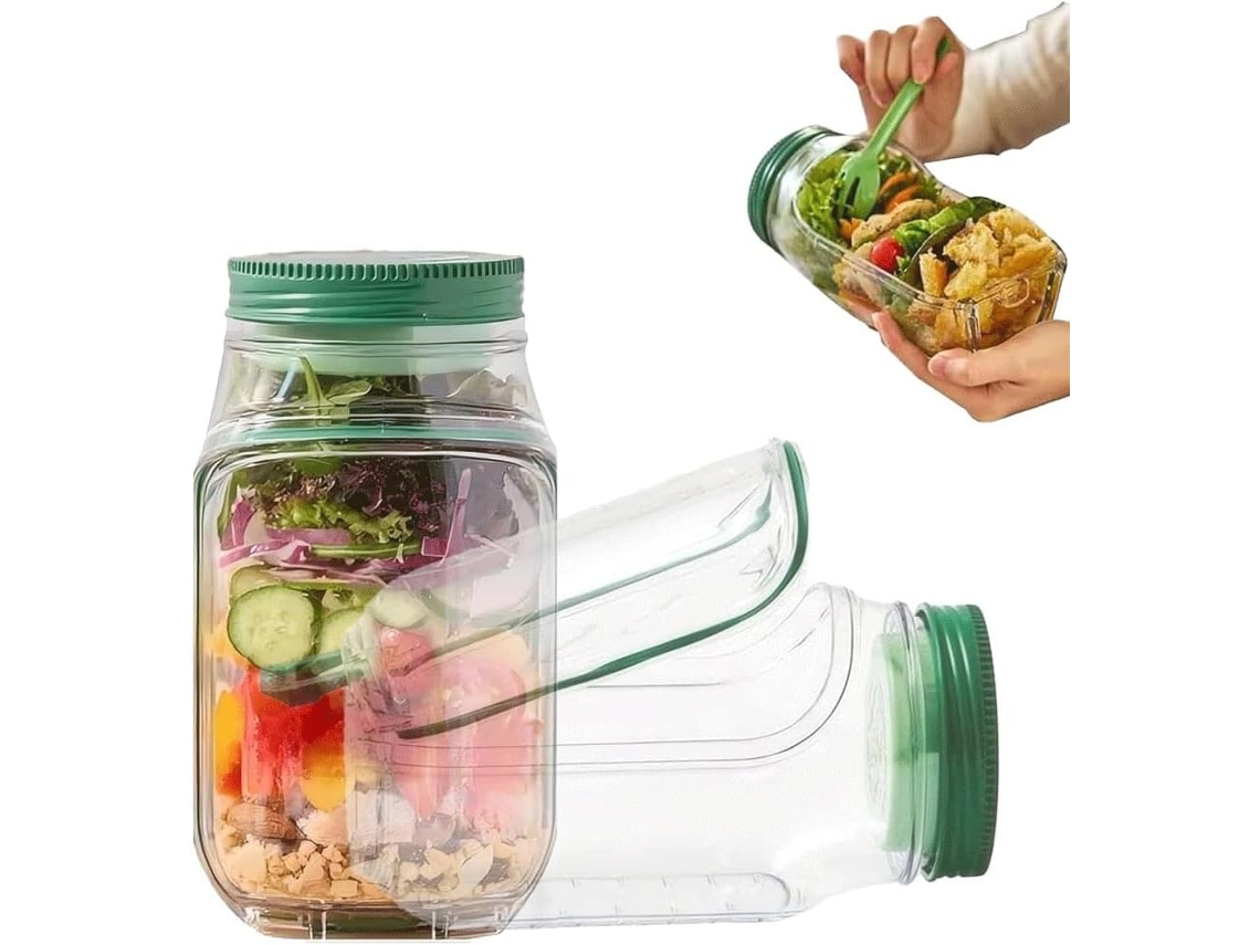 2 Potes Para Salada, Pote Com Abertura Lateral, Próprio Para Micro-ondas, Lava-louças E Freezer, Ideal Para Cozinhar E Transportar, Seguro