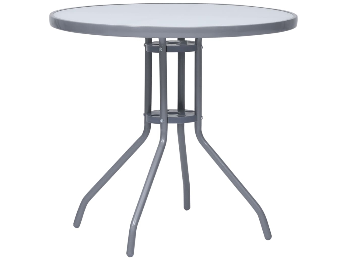Vidaxl Mesa De Jardim 80 Cm Aço E Vidro Cinzento-claro