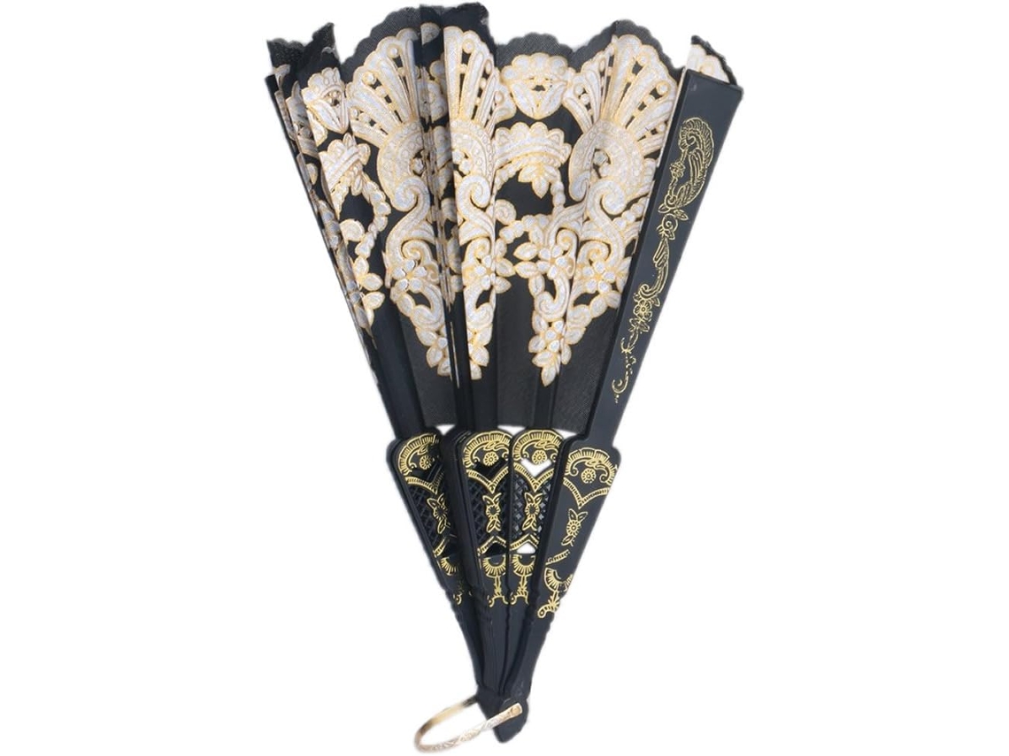 Éventail De Danse, Noir Espagnol Casamento Dentelle Soie Flexível Éventail Fleur