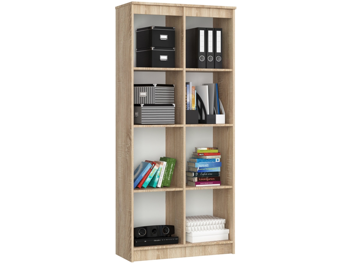 Estante De Escritório 80cm Com 8 Prateleiras - Acabamento Em Carvalho Sonoma