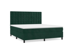 Cama com Molas/colchão 160x200 Cm Veludo Verde escuro MAISON EXCLUSIVE