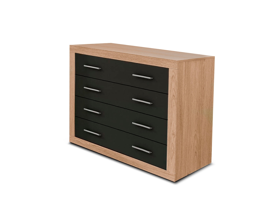 Cômoda Kiara com 4 Gavetas Carvalho e Branco 98X82Cm SALDOSYSTOCKS