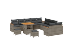 Conjunto 13 Sofá De Jardim Vidaxl Cinzento Vime Pe (80 X 80 X 71 Cm)