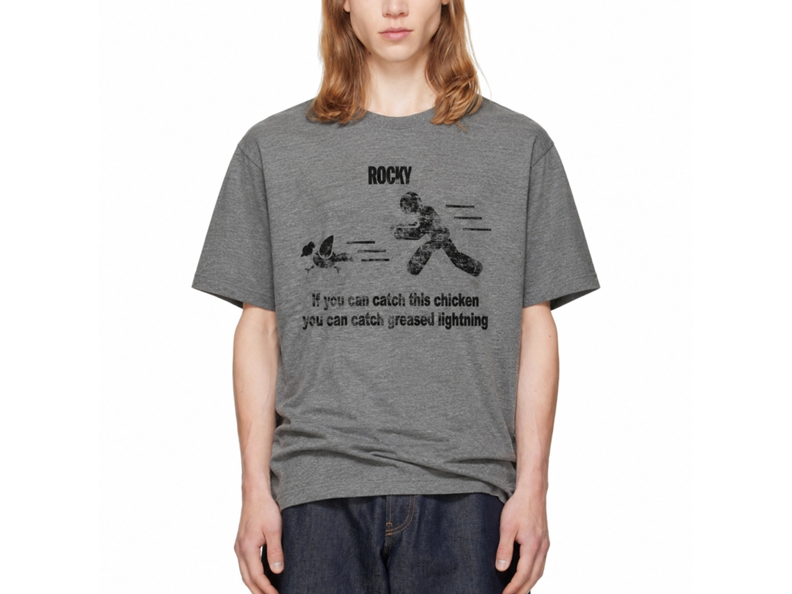 Rockinstone Rocky Movie Catch This Heather Graphite Adult T-shirt Size:m
