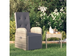 Cadeira De Jardim Reclinável Com Almofadão Vime Pe Cinzento Dkd Home Decor