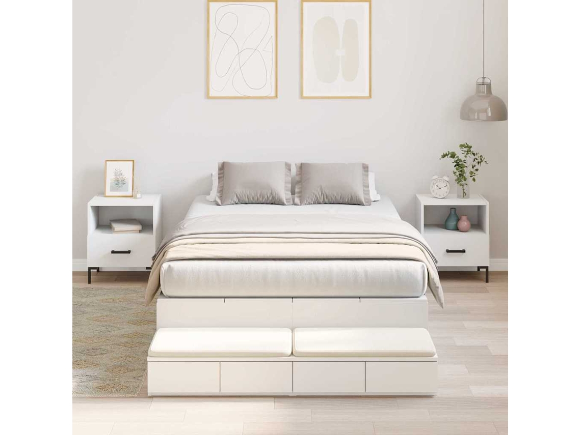 Vidaxl Estrado De Cama Com Arrumação Com Gaveta Branco 120 Cm