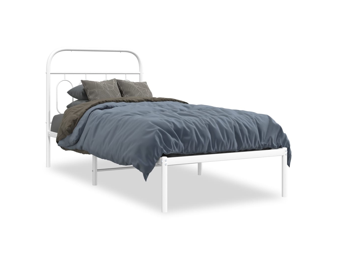 Estrutura de Cama com Cabeceira Metal Branco MAISON EXCLUSIVE 90x190 cm