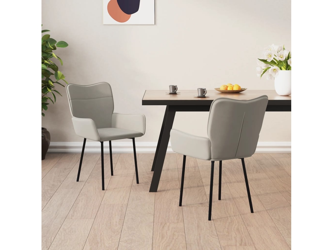 Vidaxl Cadeiras De Jantar 2 Pcs Veludo Cinzento-claro