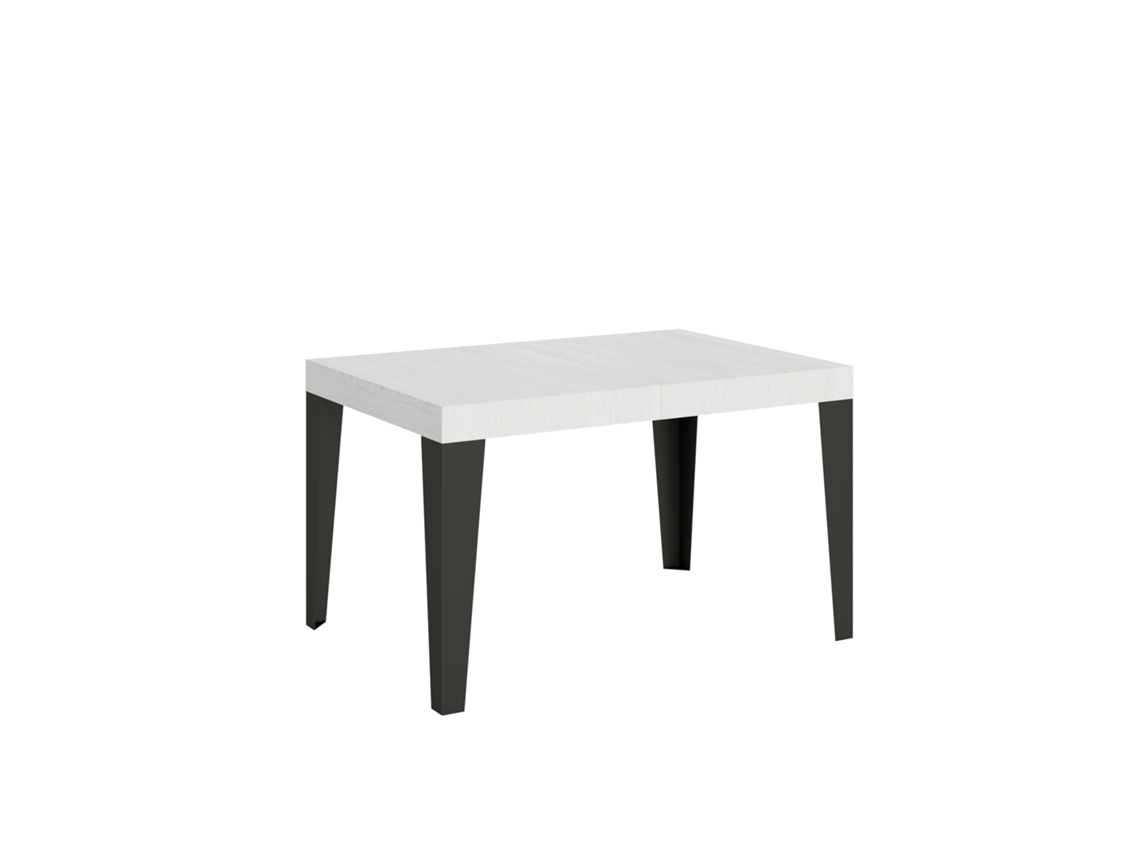 Mesa Extensível 120/380x90 Cm Cinza Branco Flamejante Pés Antracite Itamoby