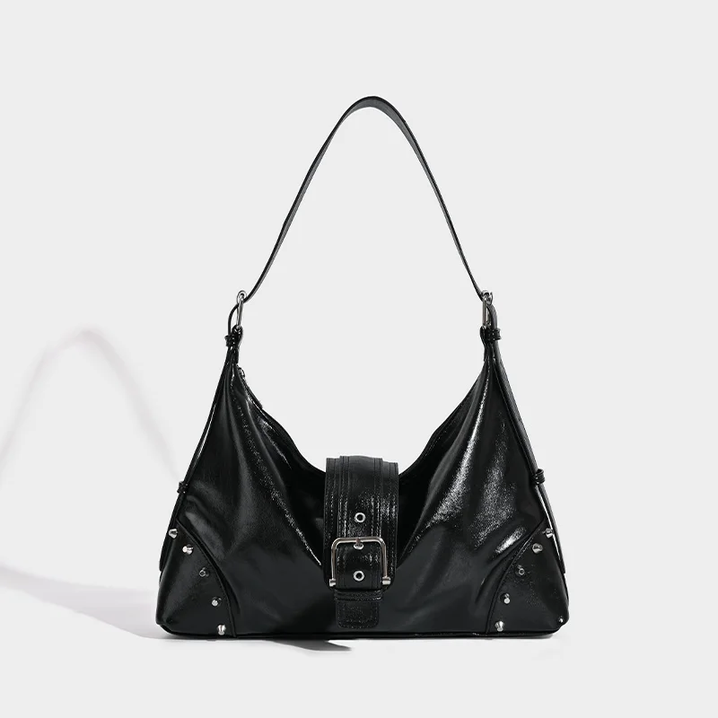 (1998-preta) Nova Bolsa Feminina, Bolsa De Ombro De Luxo Com Tachas De Grife