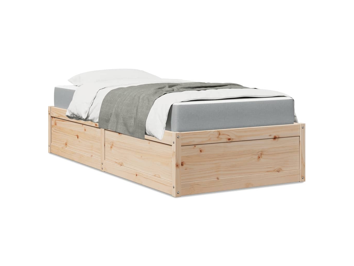 Cama Com Colchão 90x190 Cm Madeira De Pinho Maciça