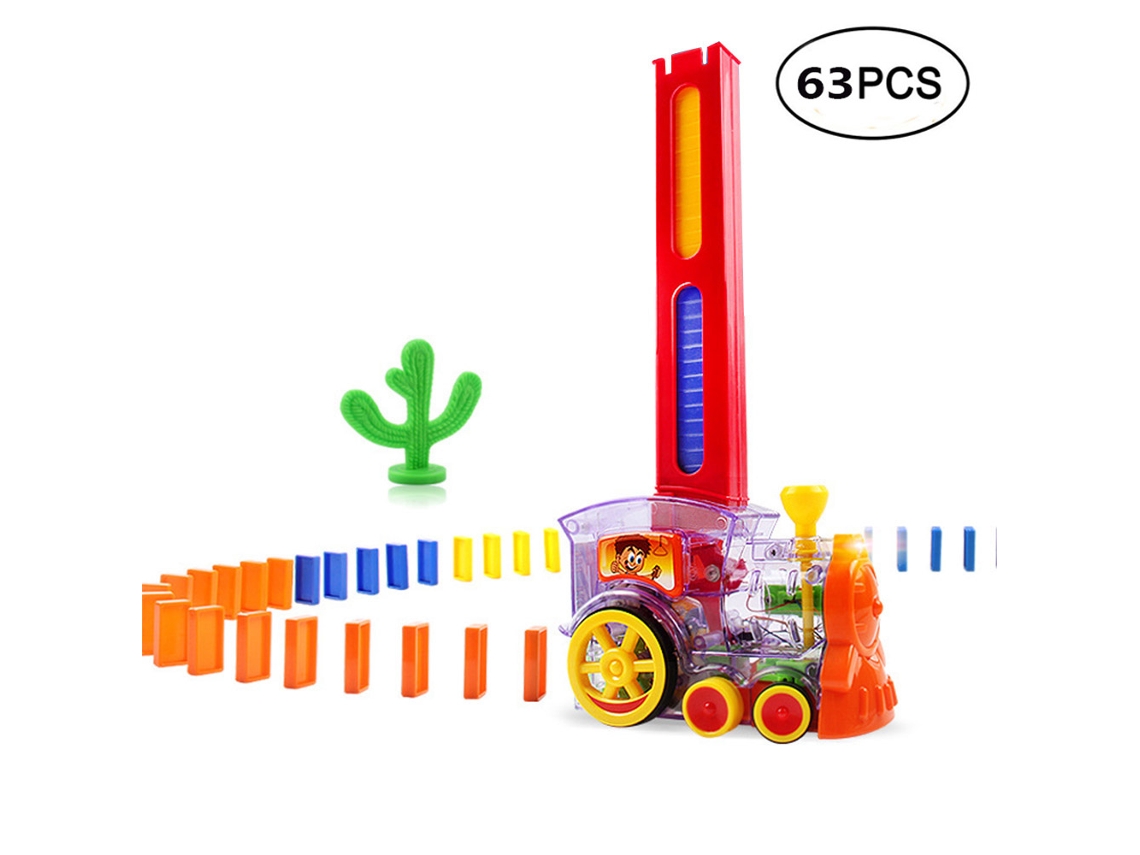 Ats set de Brinquedo Domino Elétrico Automático com Luzes e Sons para Meninos e Meninas