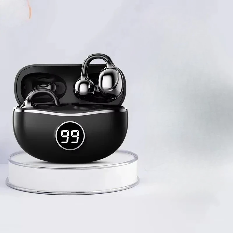 (preto) Fones De Ouvido Sem Fio Com Condução Óssea, Bluetooth 5.4, Com Clipe, Cancelamento De Ruído, À Prova D'água, Ideais Para Esportes.