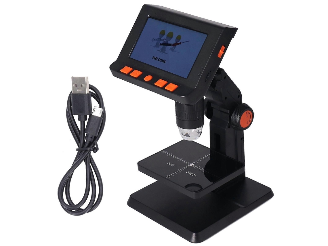 Microscópio Eletrônico Digital Portátil De Mesa Hd 1000x Com Tela Lcd De 4,3 Polegadas E 8 Leds De Alto Brilho.