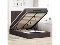 Estrutura De Cama Otomana Com Colchão 120x190cm Castanho Escuro