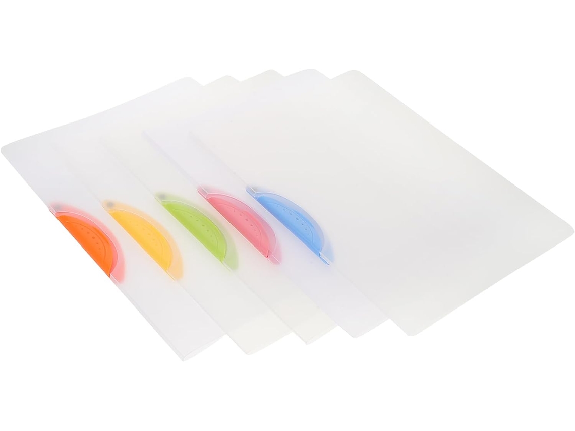 Coheali Conjunto De 5-pastas Arquivo Mesa Em Plástico Transparente A4 Com Clipe Articulado 30-folhas, Sistema De