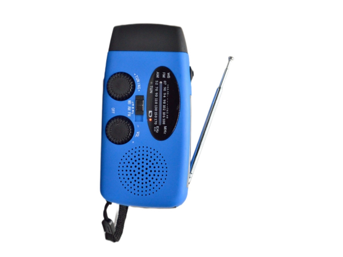Rádio de Emergência com Manivela e Lanterna de 3 Leds, Portátil Am/fm, Bateria Externa de 2000mah e Porta Usb com Carregamento Solar AQUAFORGE