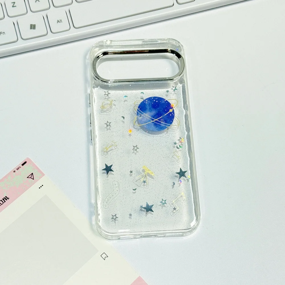 (pixel 9 Azul) Capa Transparente De Tpu Para Celular Com Céu Estrelado Brilhante E Planetas, Capa Protetora À Prova De Choque