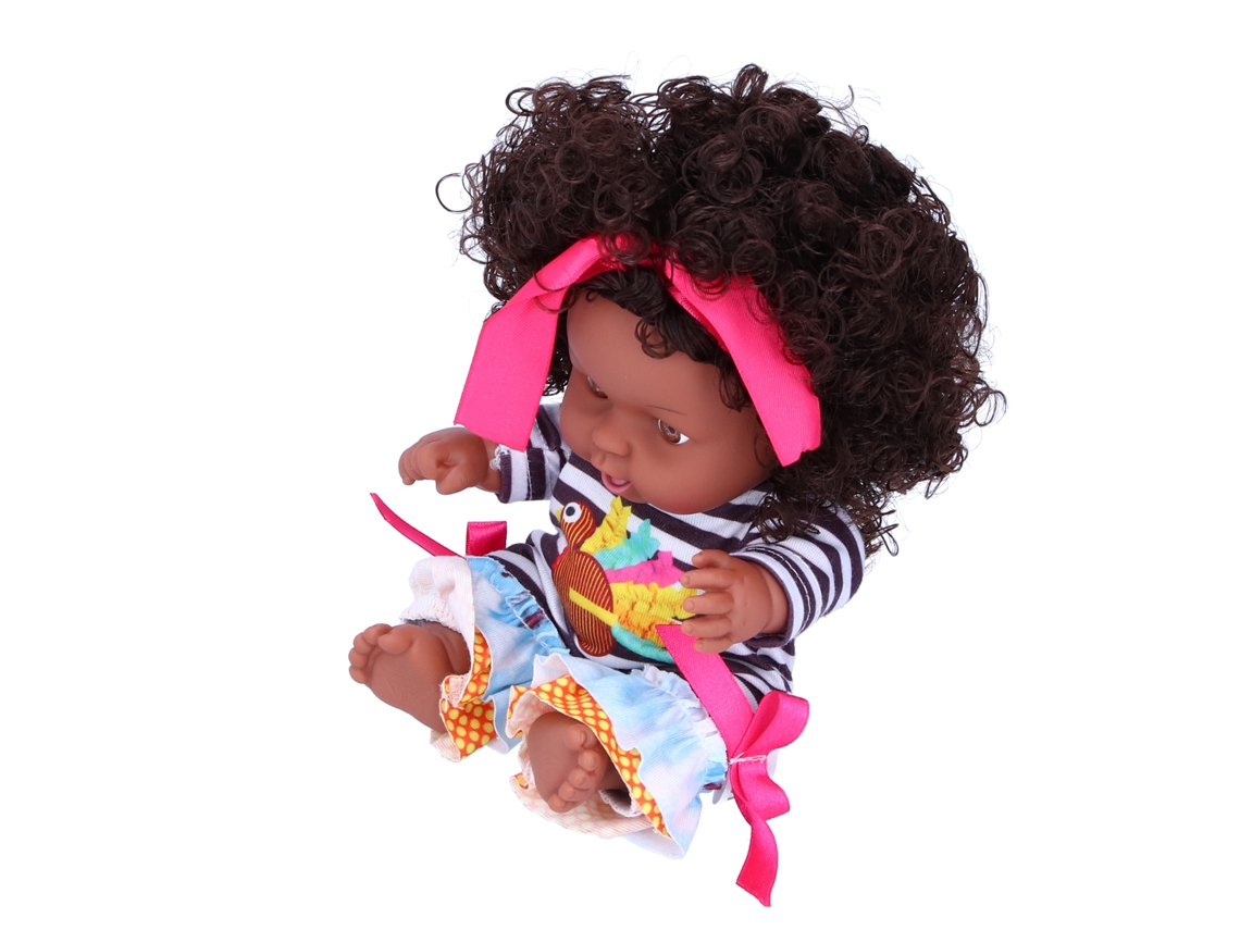 Primerox boneca Africana Realista 25cm Brinquedo para Crianças Boneca de Bebê Brincar Presente