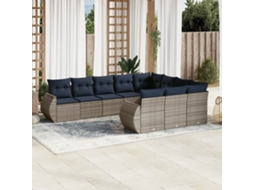 Vidaxl Conjunto De Sofá De Jardim Com 10 Peças E Almofadas Em Rattan Sintético Cinza