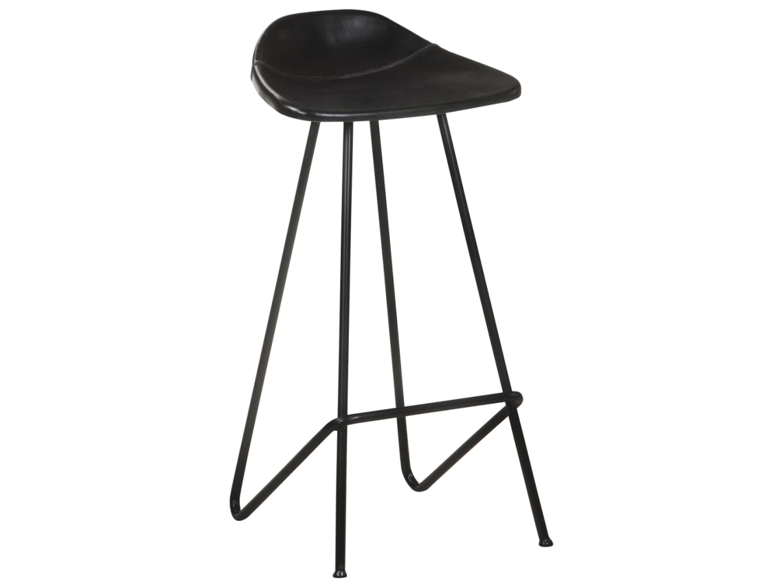 Bancos de Bar 2 Pcs Couro Genuíno Preto MAISON EXCLUSIVE