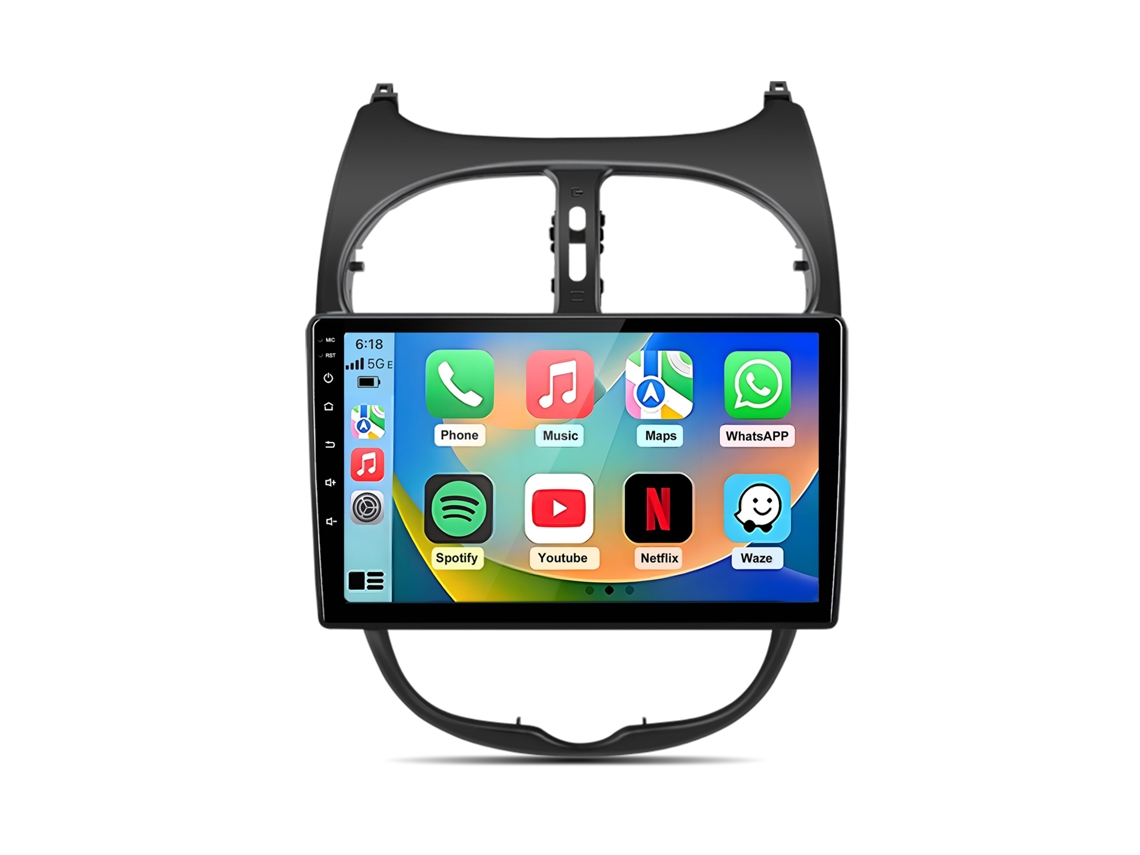 Rádio Automotivo Android 15 Junsun Para Peugeot 206 (2001-2008) Auto Carplay | 4G+64G | Plug And Play | Gps | Swc