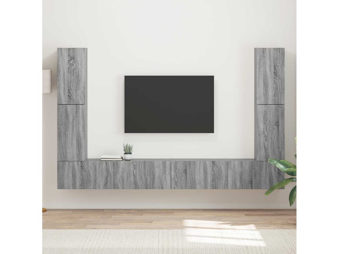 Vidaxl Conjunto de Móvel de Tv 8 Pcs Cinza Sonoma Madeira Processada