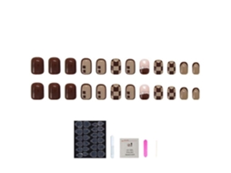 Tips Para Unhas Em Estilo Xadrez Modelo Z037 Em Tons De Chocolate E Leite*