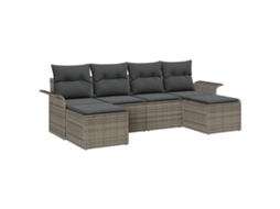 Conjunto 6 Sofá De Jardim Vidaxl Cinzento Vime Pe (251 X 117 X 69 Cm)