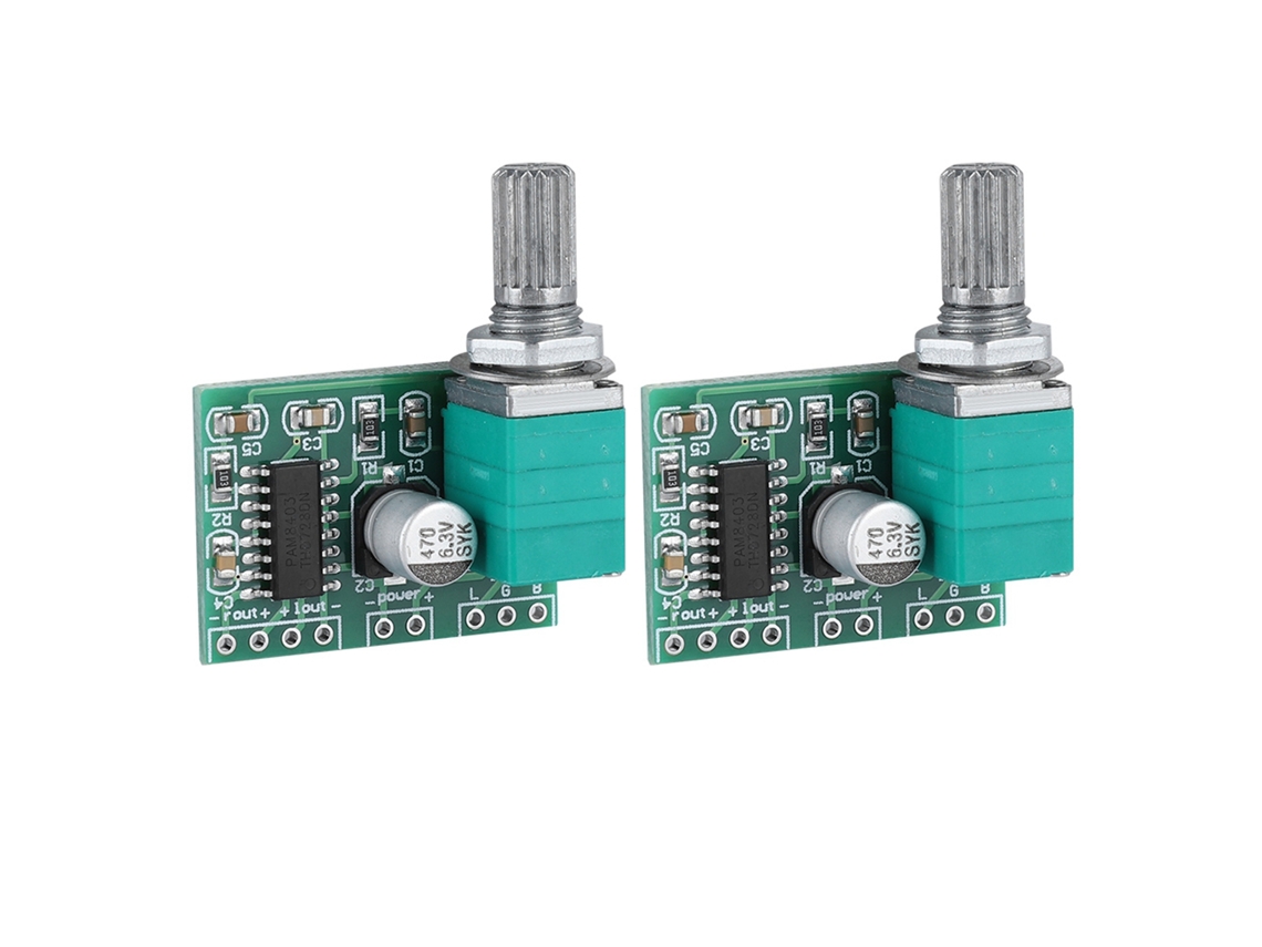 2 Peças Módulo Amplificador De Potência Digital 5v Mini Pam8403 Para Áudio Luz Dourada