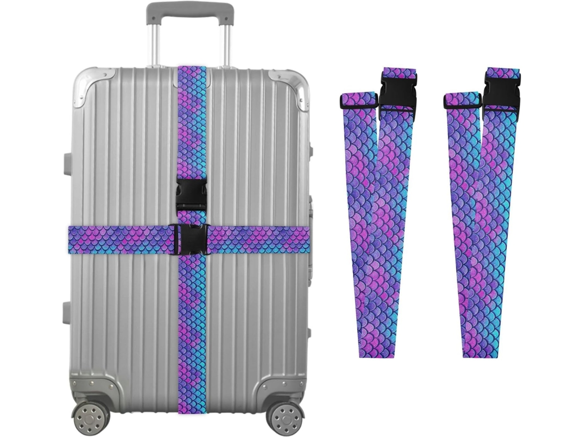 Conjunto De 2 Cintas Bagagem Com Estampa Escamas Dragão Em Azul E Roxo, Ideais Para Malas De Viagem, Acessórios Para