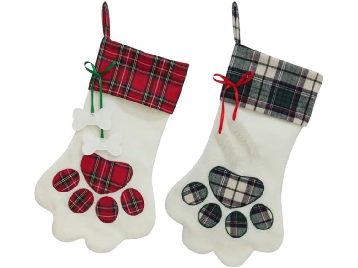 Conjunto Con 2 Botas de Natal, Tamanho 45 X 20 Cm, e Meias Estampadas Patas Perro, Ergonômico, Uso Diário STELASPLEN